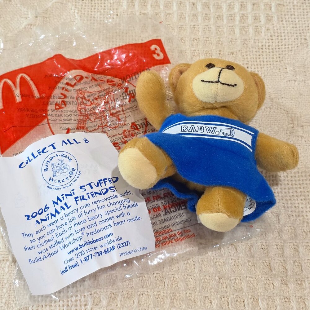 NIP 2006 Build a Bear Read Teddy Cheerleader Outfit #8 McDonalds HM Plush Toy - Picture 5 of 8
